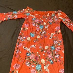 Floral Print Off The Shoulder Dress